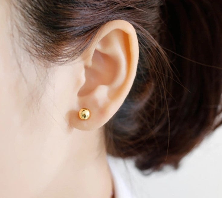 Gold Sphere Stud Earrings