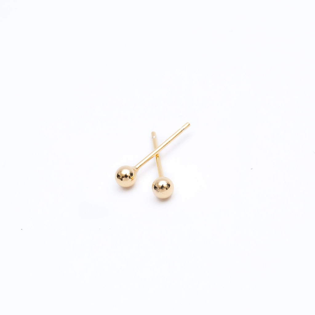 Gold Sphere Stud Earrings