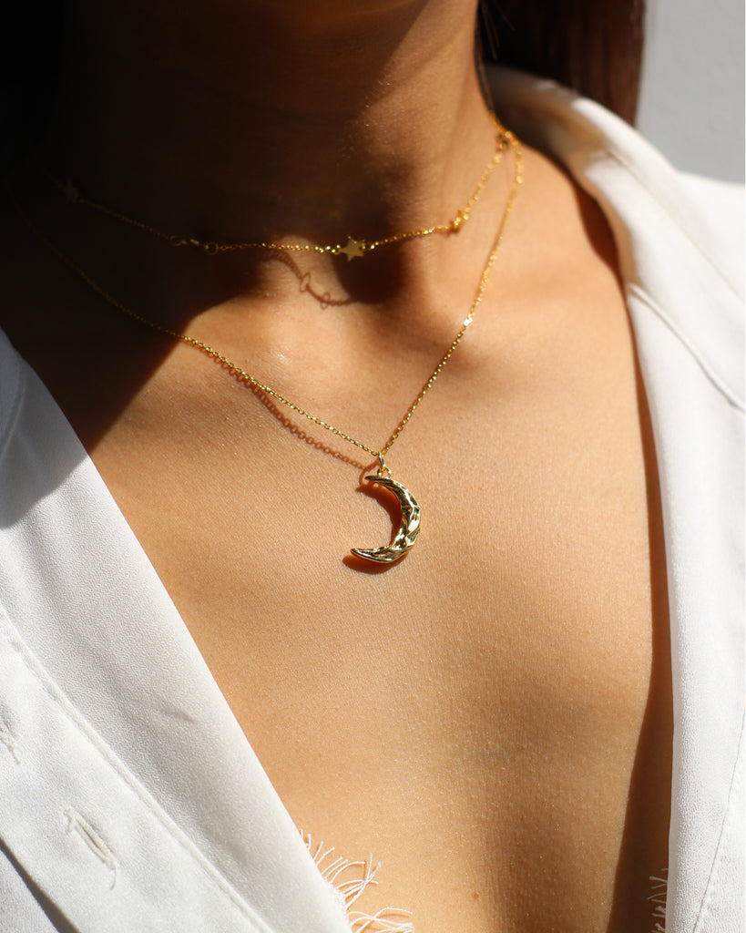 Gold Moon Pendant Necklace