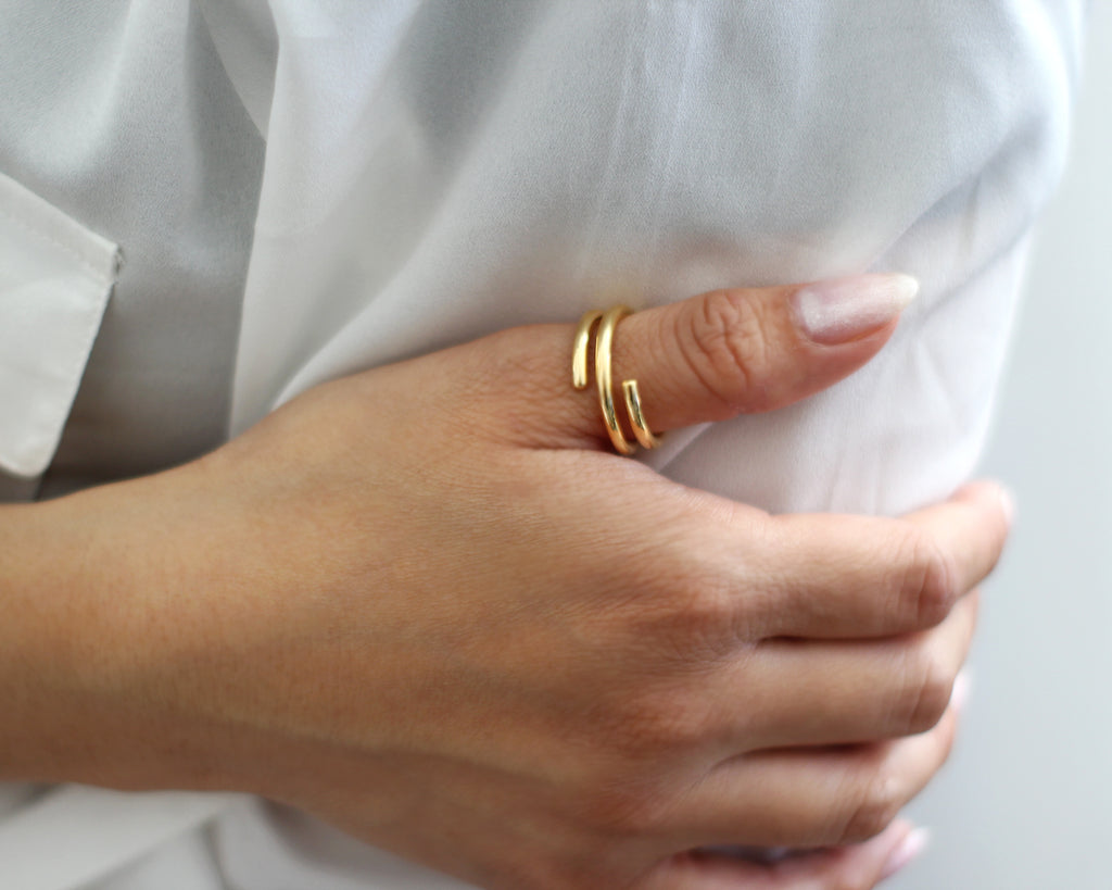 Spiral Gold Sterling Silver Ring
